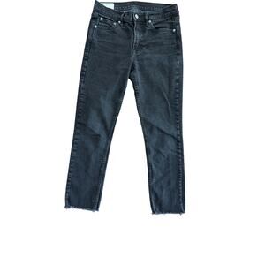 Gap Women's Black Vintage Slim Mid Rise Raw Hem Straight Leg Jeans Size 27